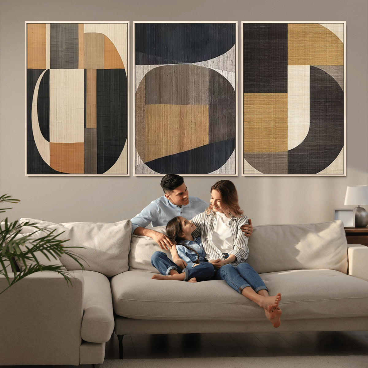 Modern Brown Wabi Sabi Wall Art Canvas Print Set – Framed