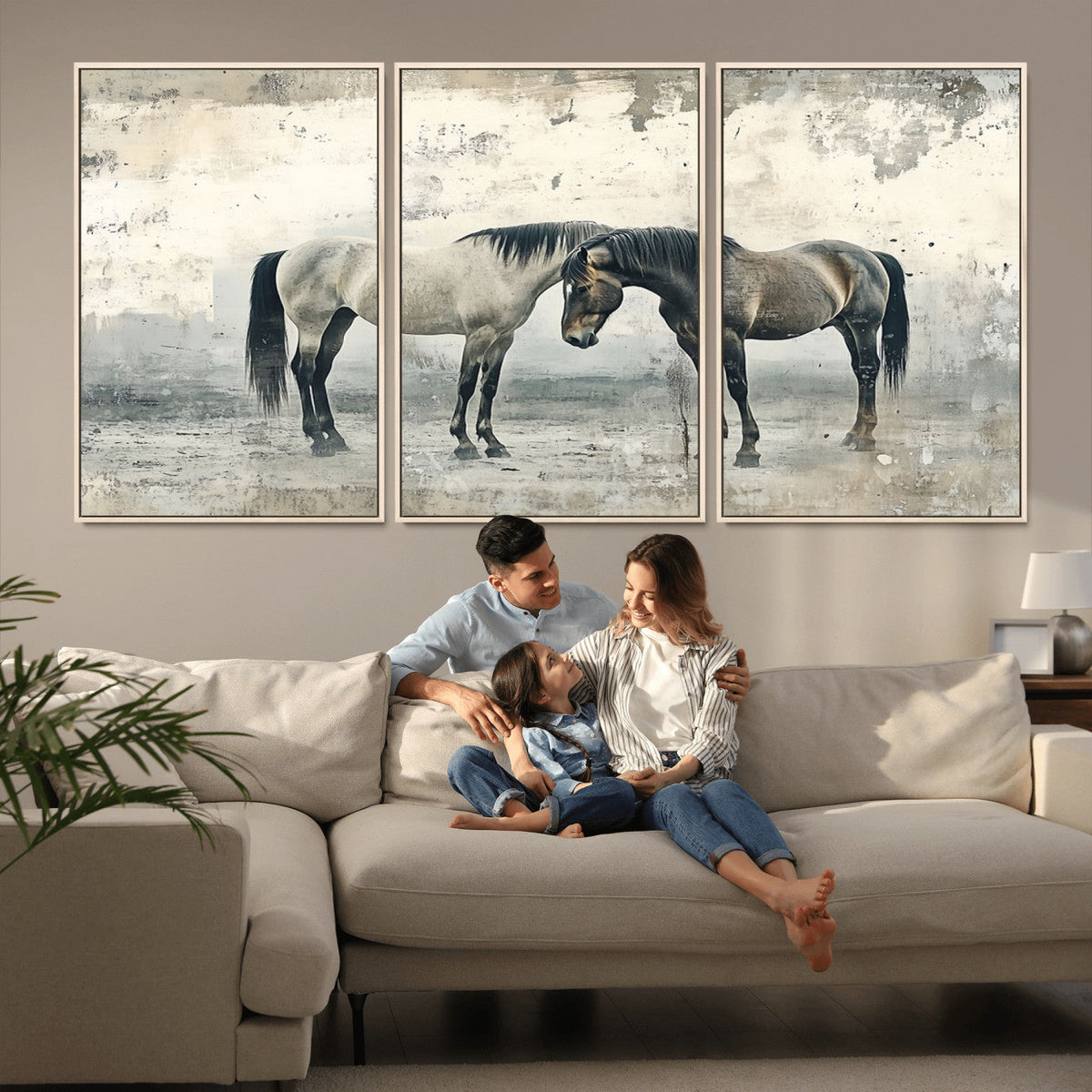 Chines Style Majestic Horses Wall Art | Ready to Hang and