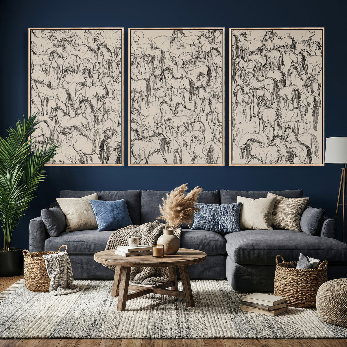 Abstract Horse Sketch Wall Art | Ready to Hang and Framed |