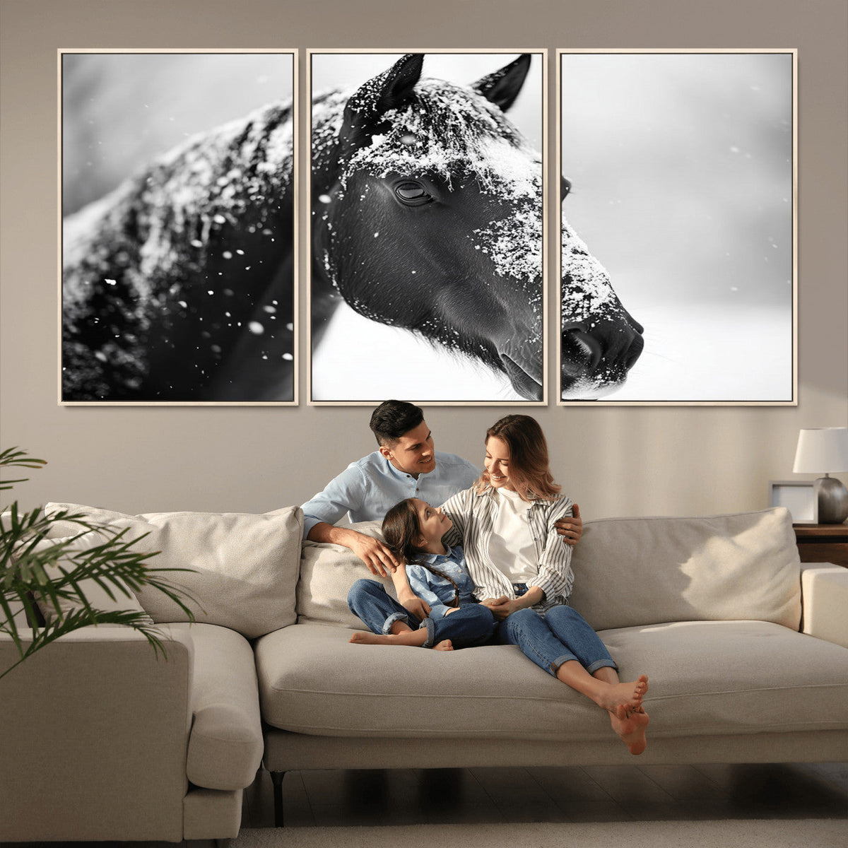 Horse Canvas Print - Winter Horse Snow Wall Art Canvas Print