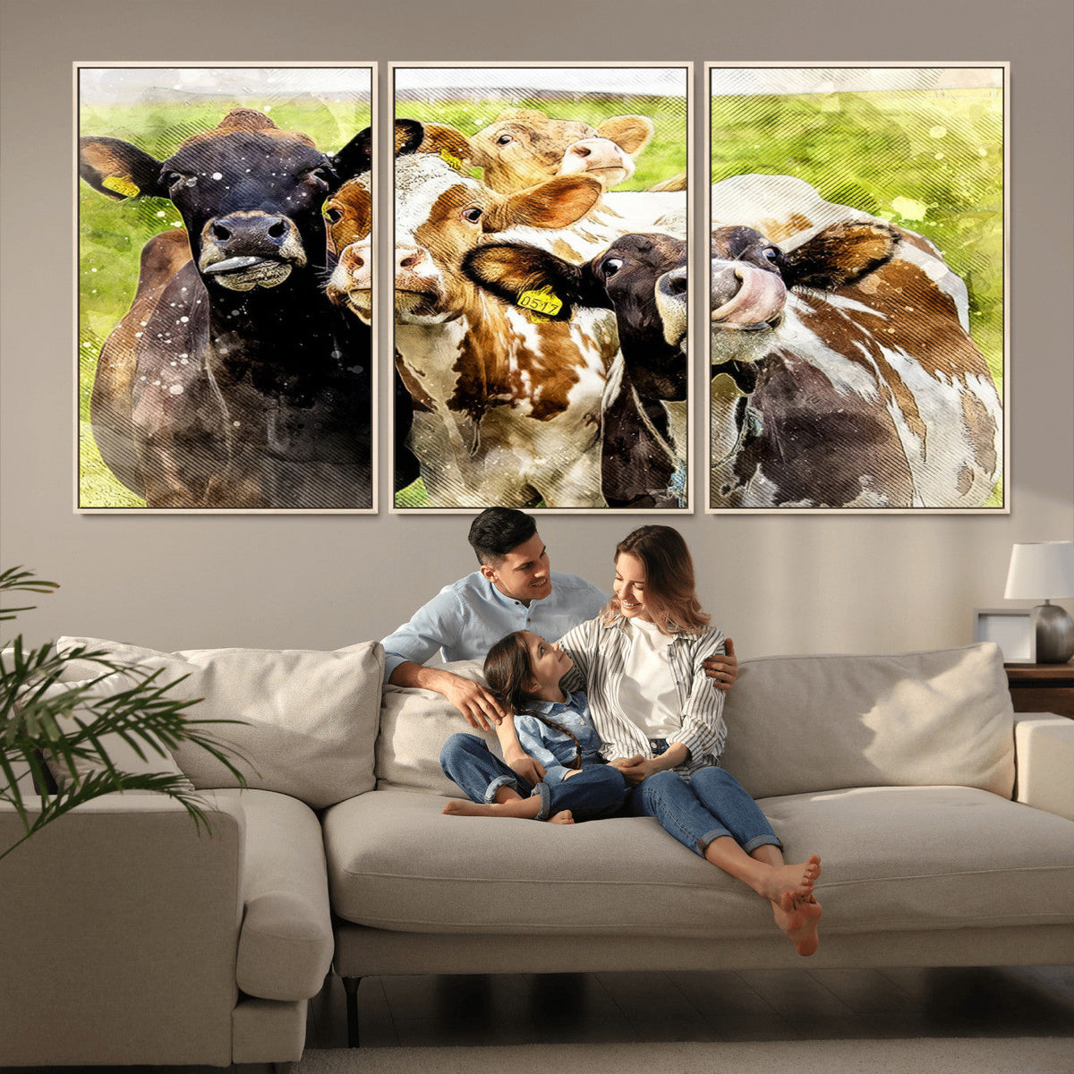 Curious Cows Farmhouse Wall Art | Ready to Hang and Framed