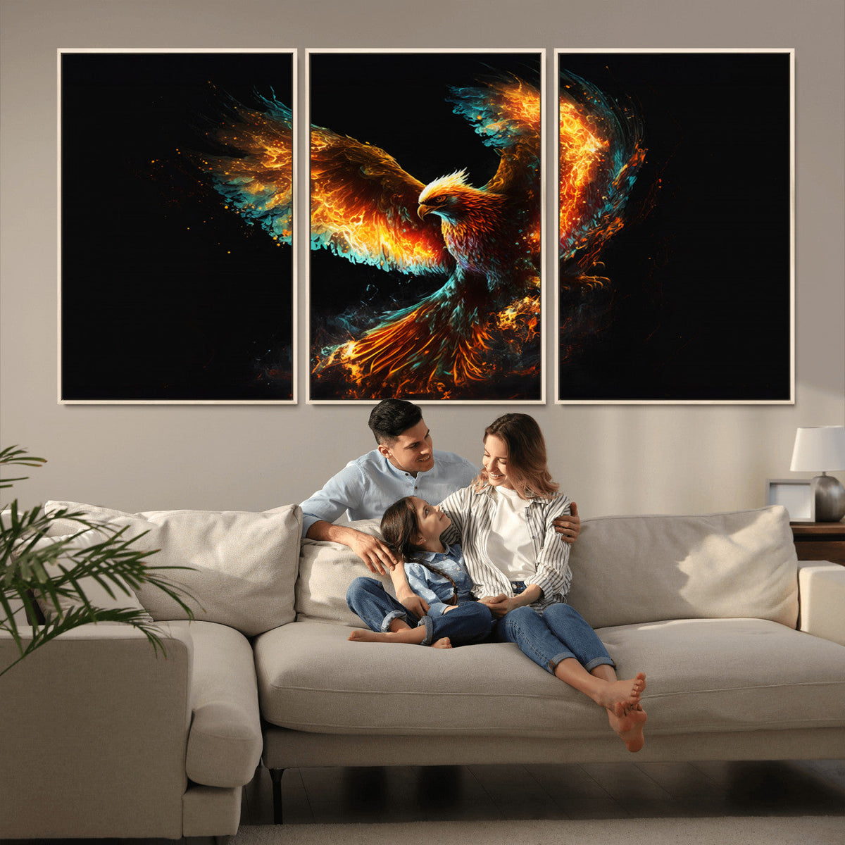 Fiery Phoenix Canvas Print | Ready to Hang Wall Art | Bold
