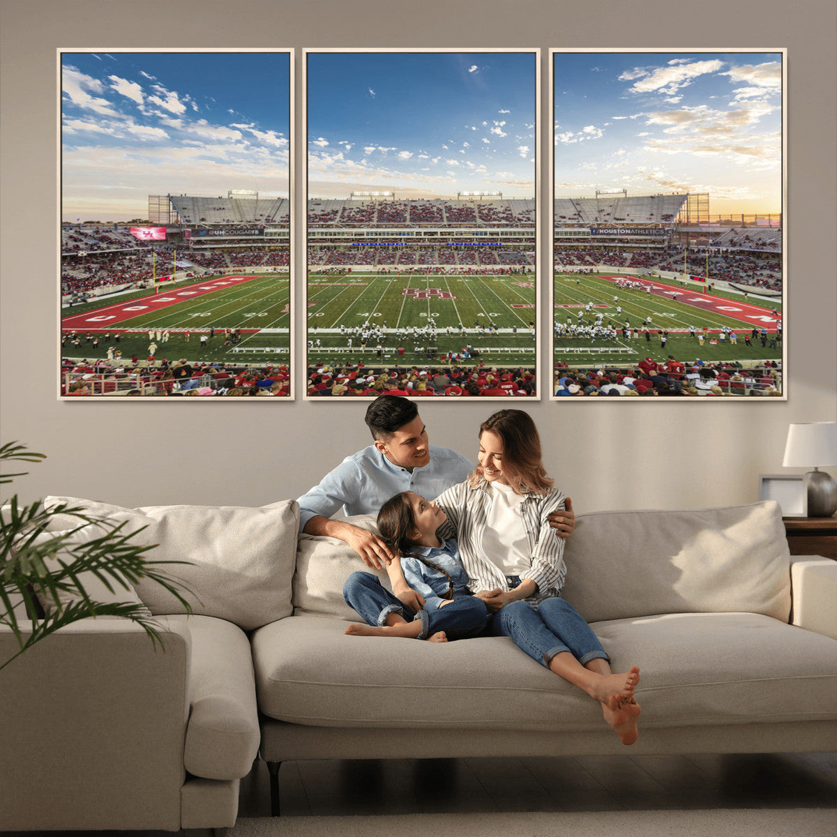 Framed Houston Cougars Football Team Print - Houston TDECU