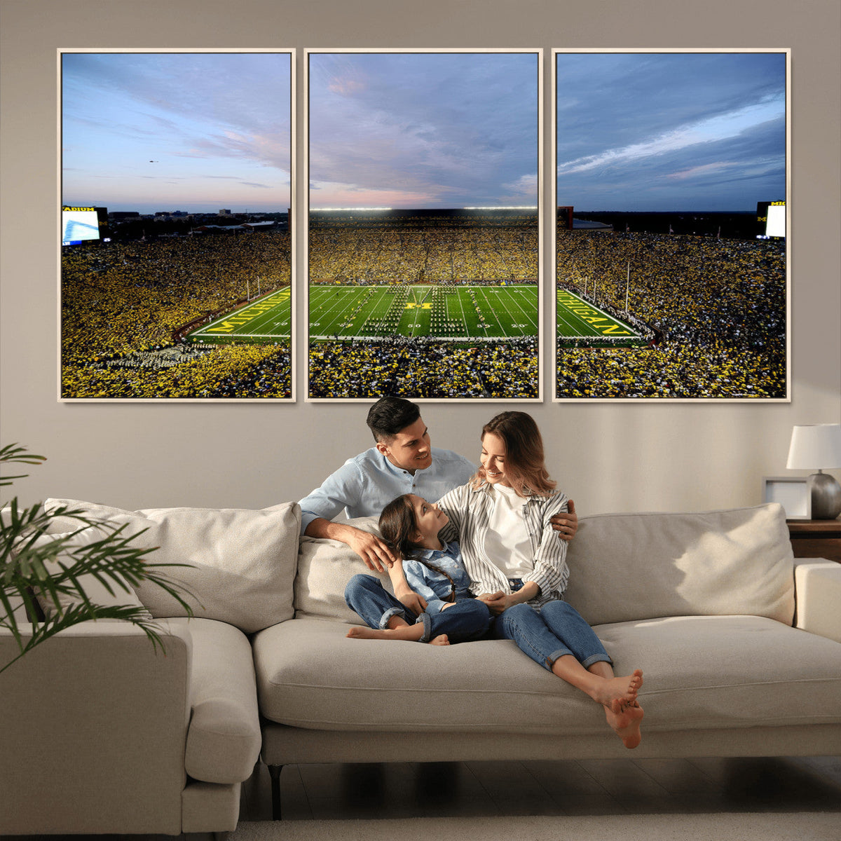 Michigan Stadium Wall Art Canvas Print, Vibrant Game Day