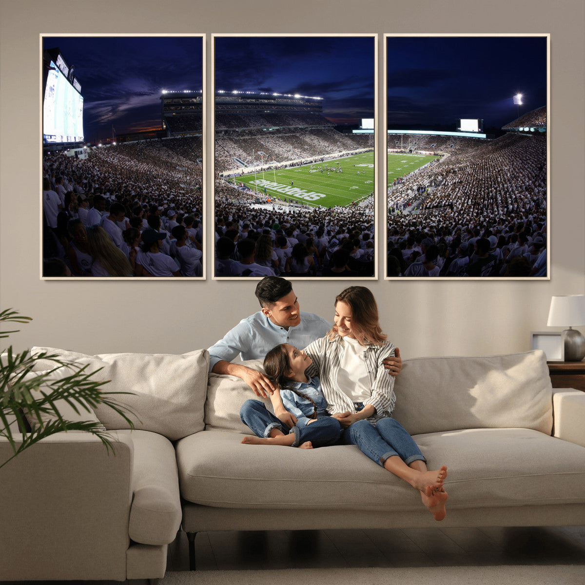 Michigan State Spartans Canvas, Framed Football Team Print -