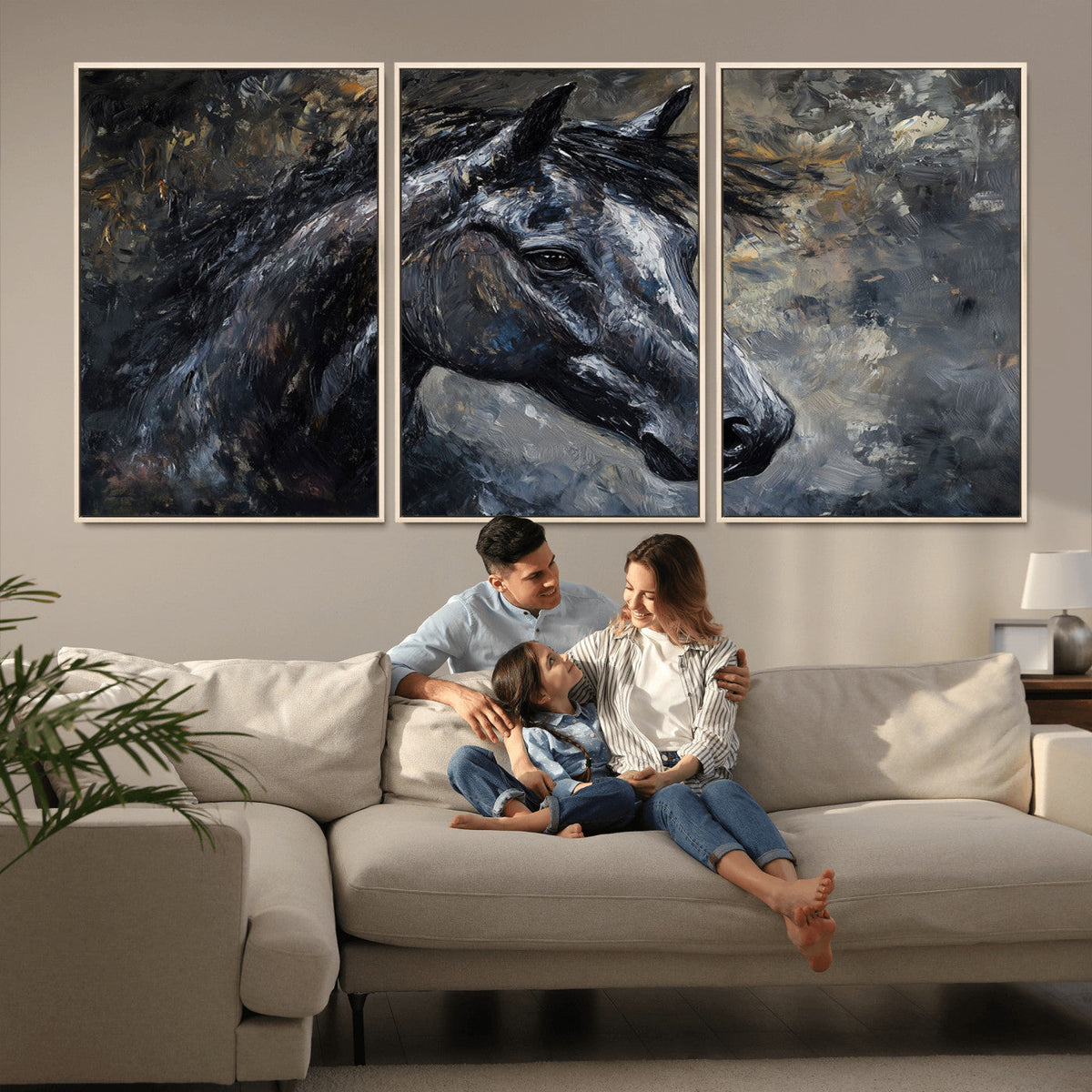 Large Abstract Horse Wall Art Canvas Print | Farmhouse Wall