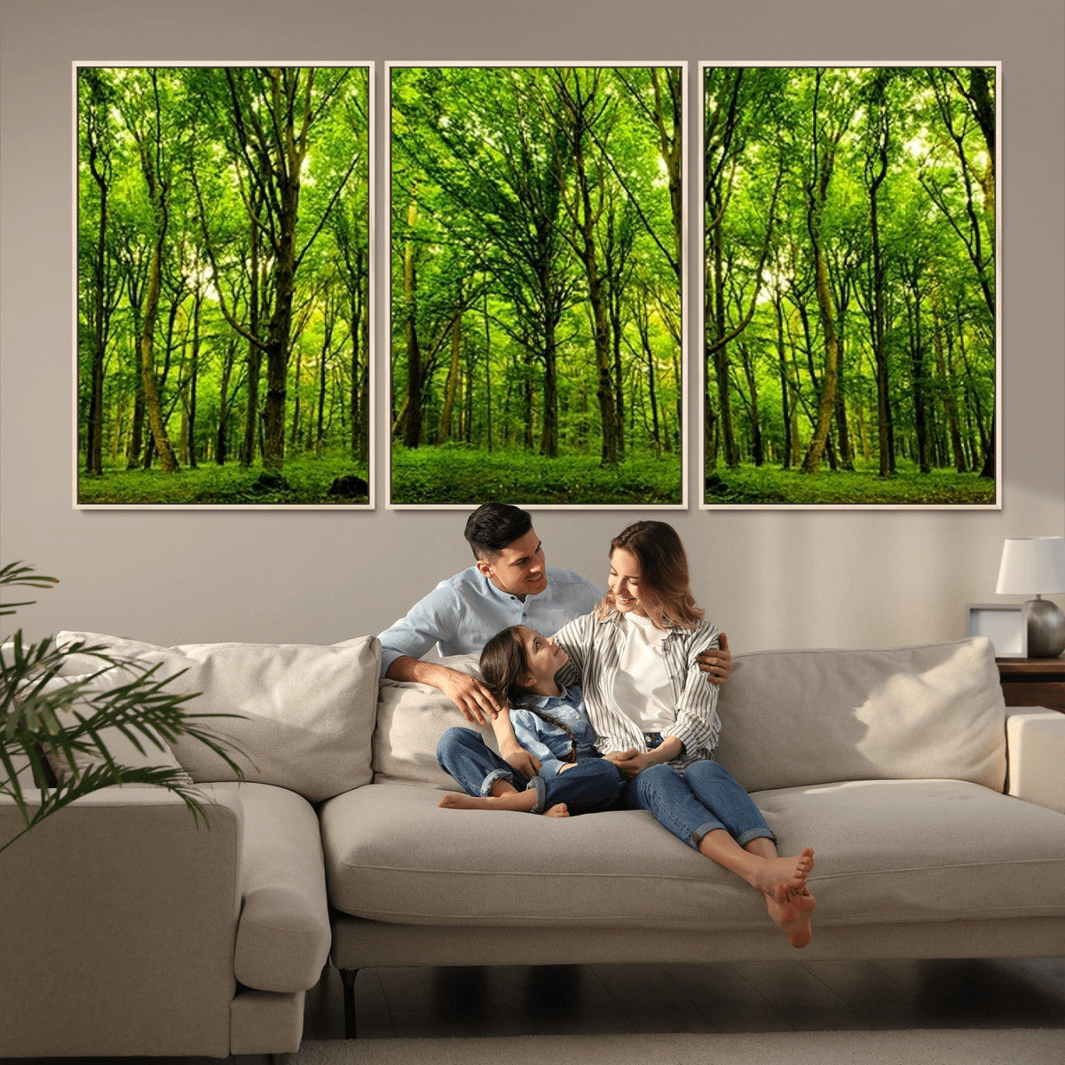 Lush Green Forest Canvas Print | 3-Panel Forest Wall Art |
