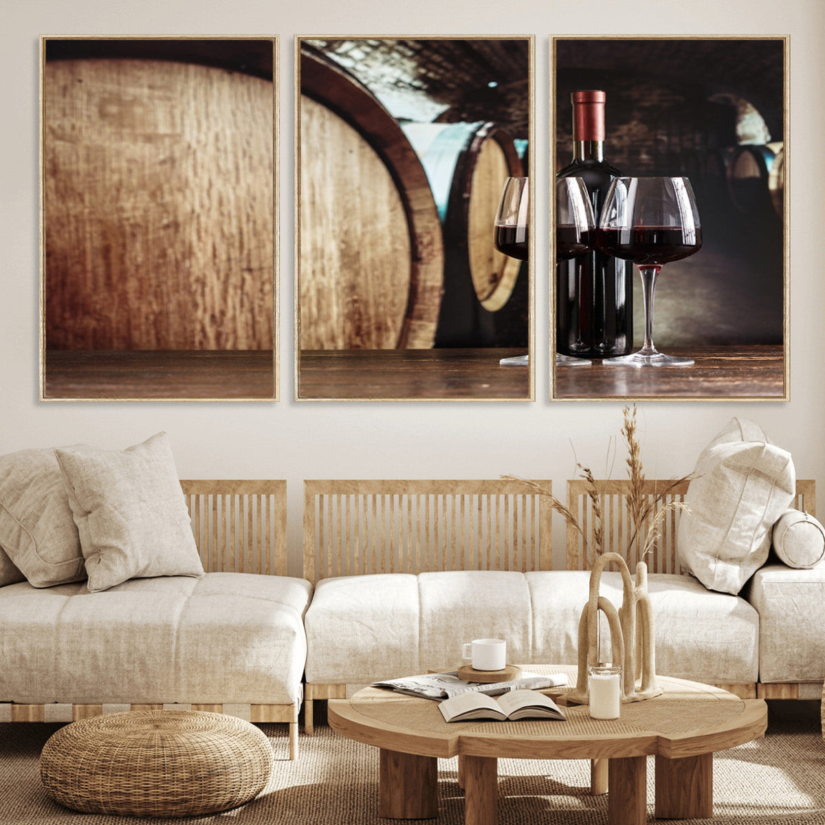 Wine and Barrel Wall Art Canvas Print