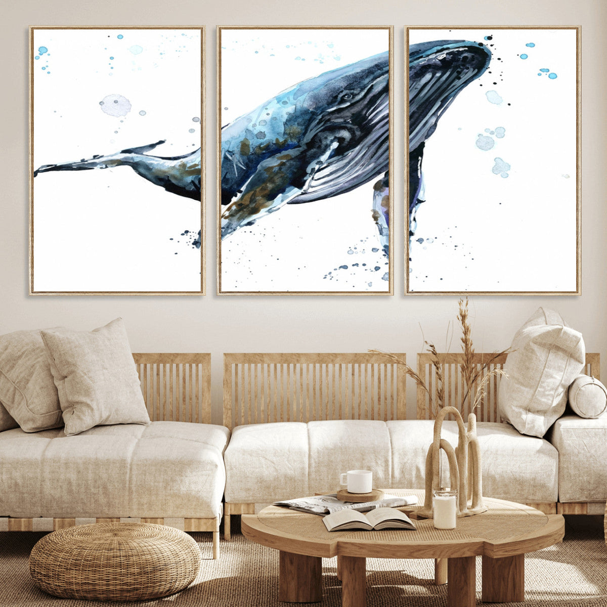 Watercolor Whale Wall Art Canvas Print