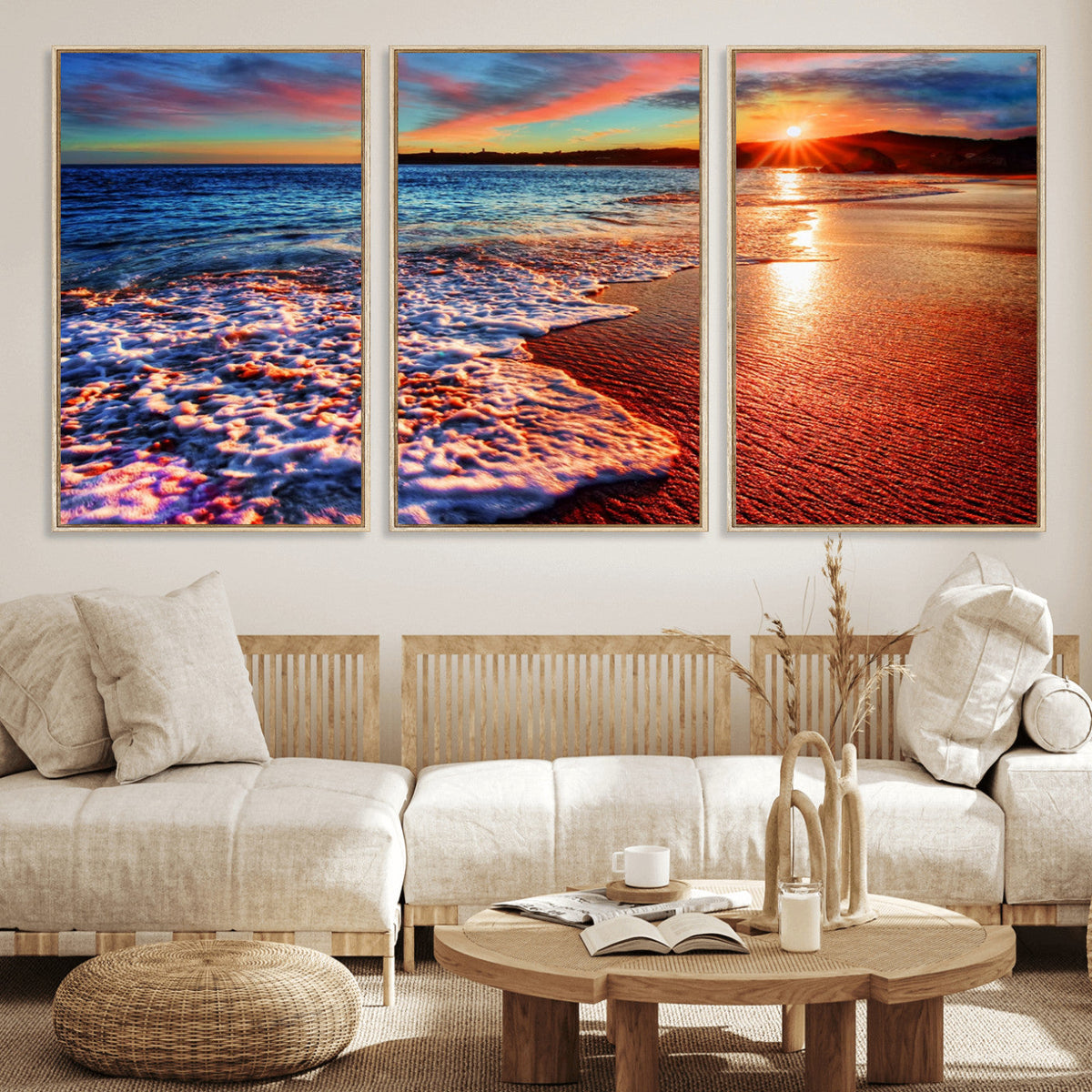 Colorful Coastal Sunset on the Beach Canvas Print, Ocean