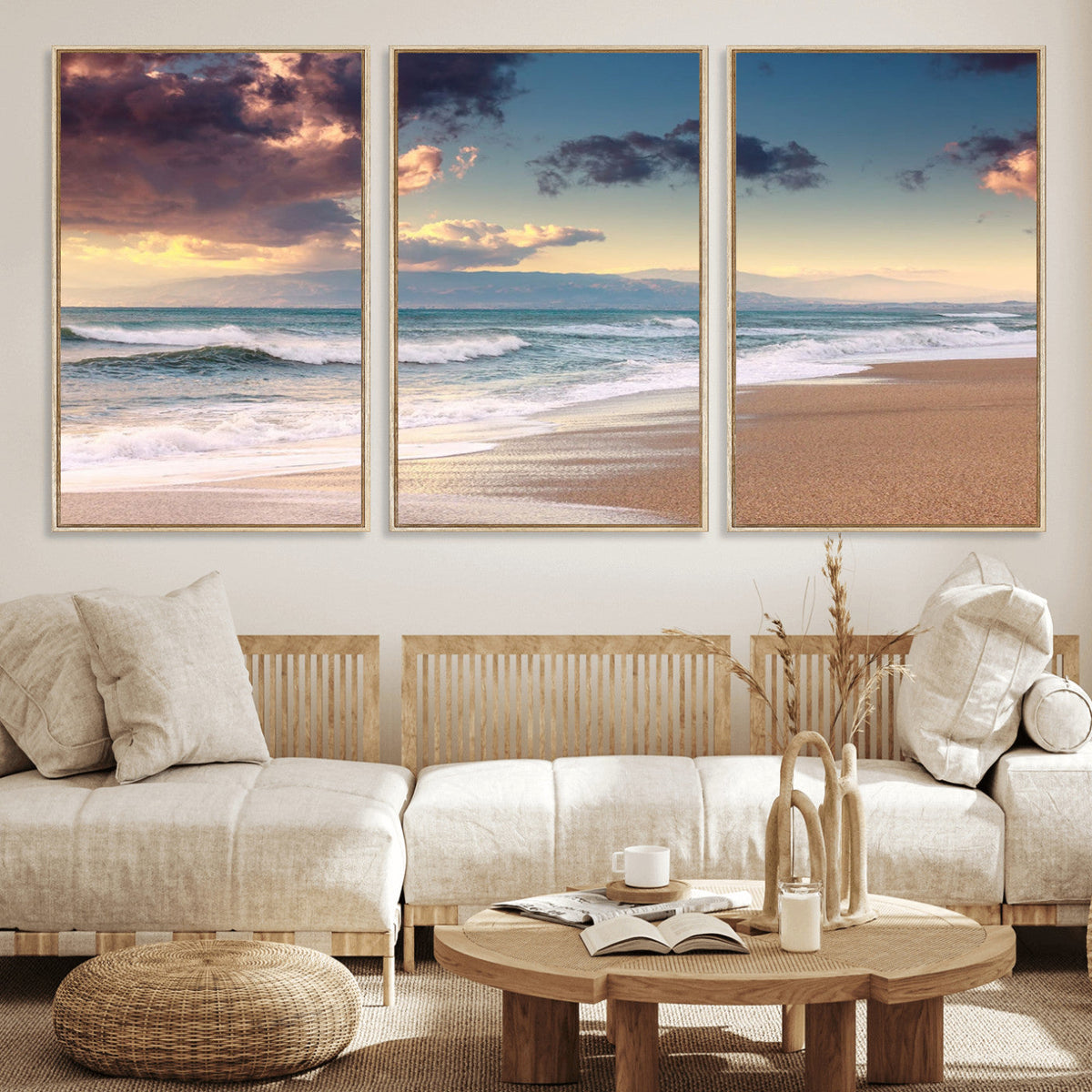 Cloudy Weather Beach Sunset Canvas Print | Sunrise Wall Art