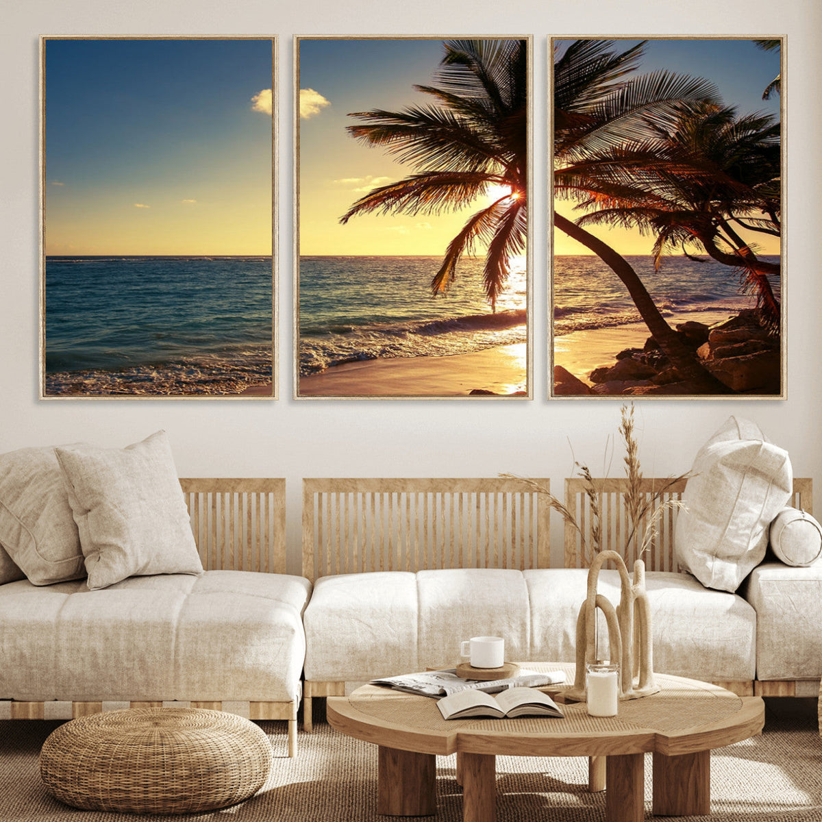 Sunset Palm Trees Wall Art Canvas Print