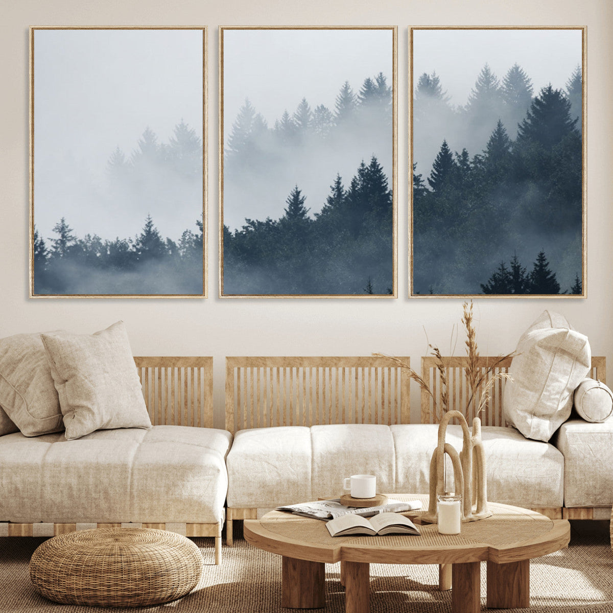 Foggy Pine Forest Wall Art Canvas Print
