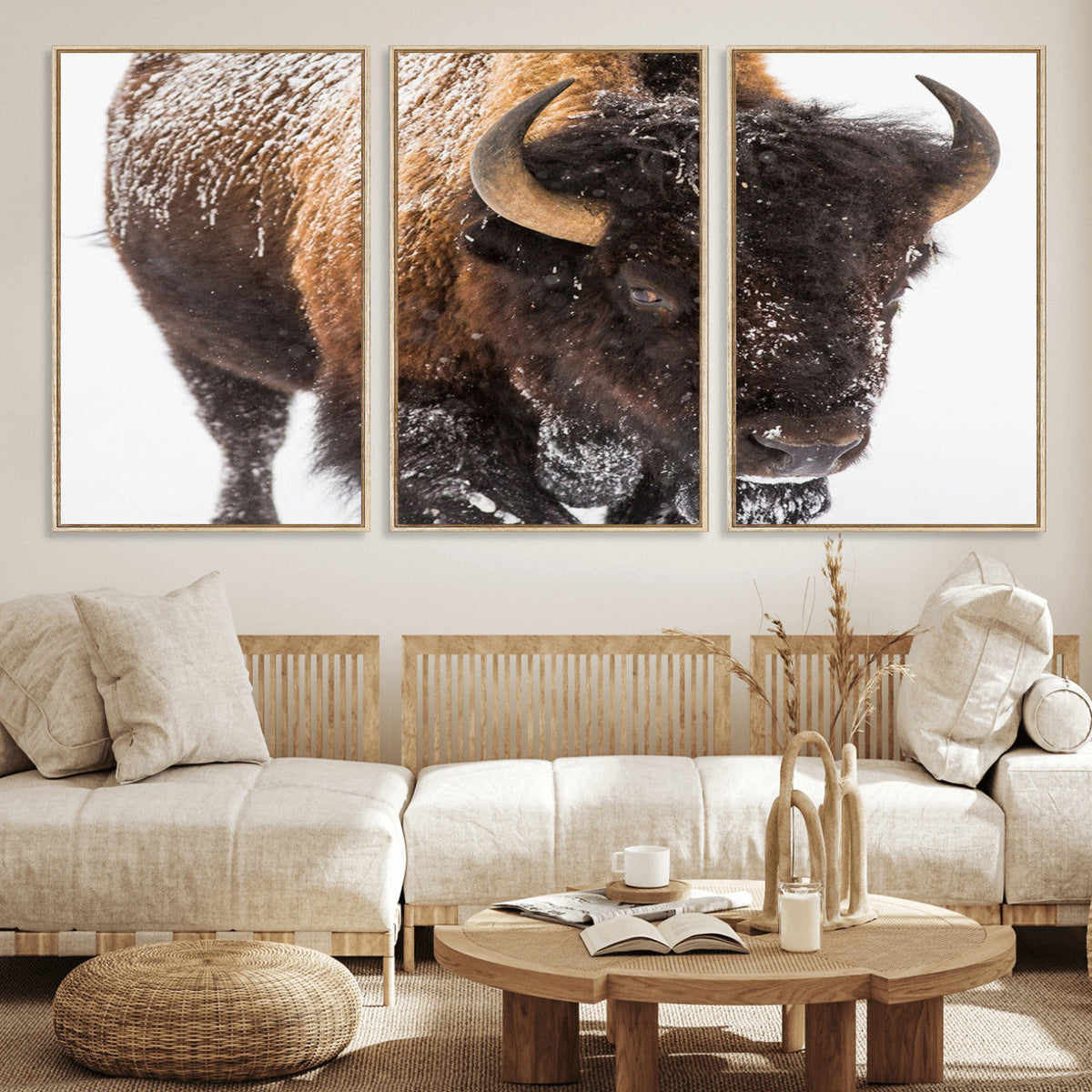 Bison Wall Art Canvas Print For Farmhouse, Wild Animal Wall