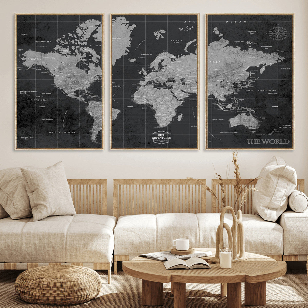 World Map Canvas Print – Detailed Map of the World Wall Art