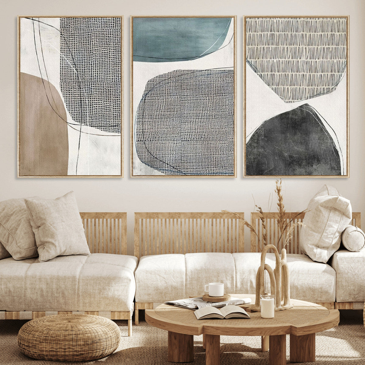 Canvas Print Wall Art Abstract Art Boho, Framed Boho Decor