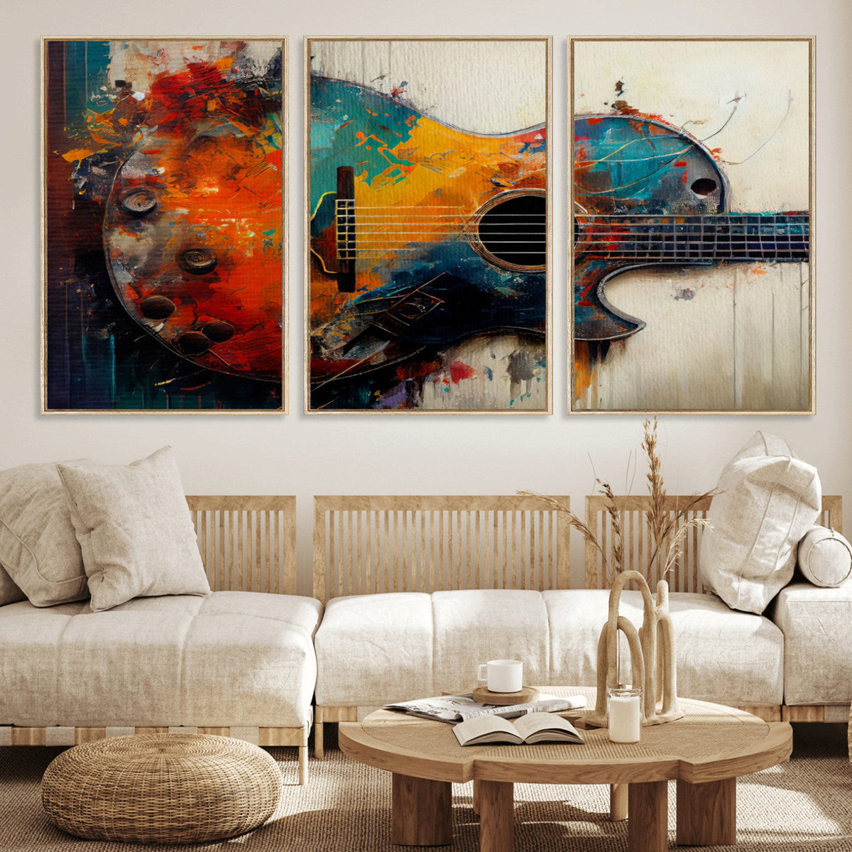 Abstract Guitar Wall Art Canvas | Vibrant Music-Inspired Art