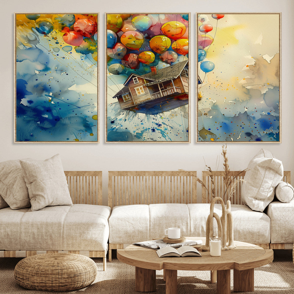UP-Inspired Floating House with Balloons Canvas Art –