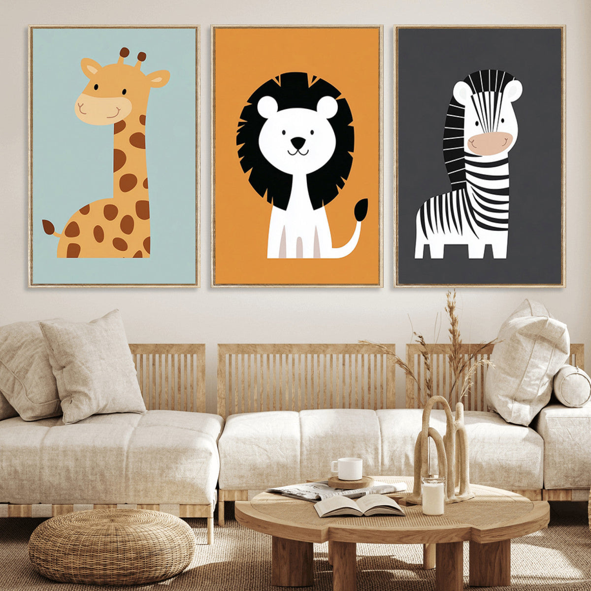 Boho Jungle Animal Nursery Wall Art Prints – Safari Decor