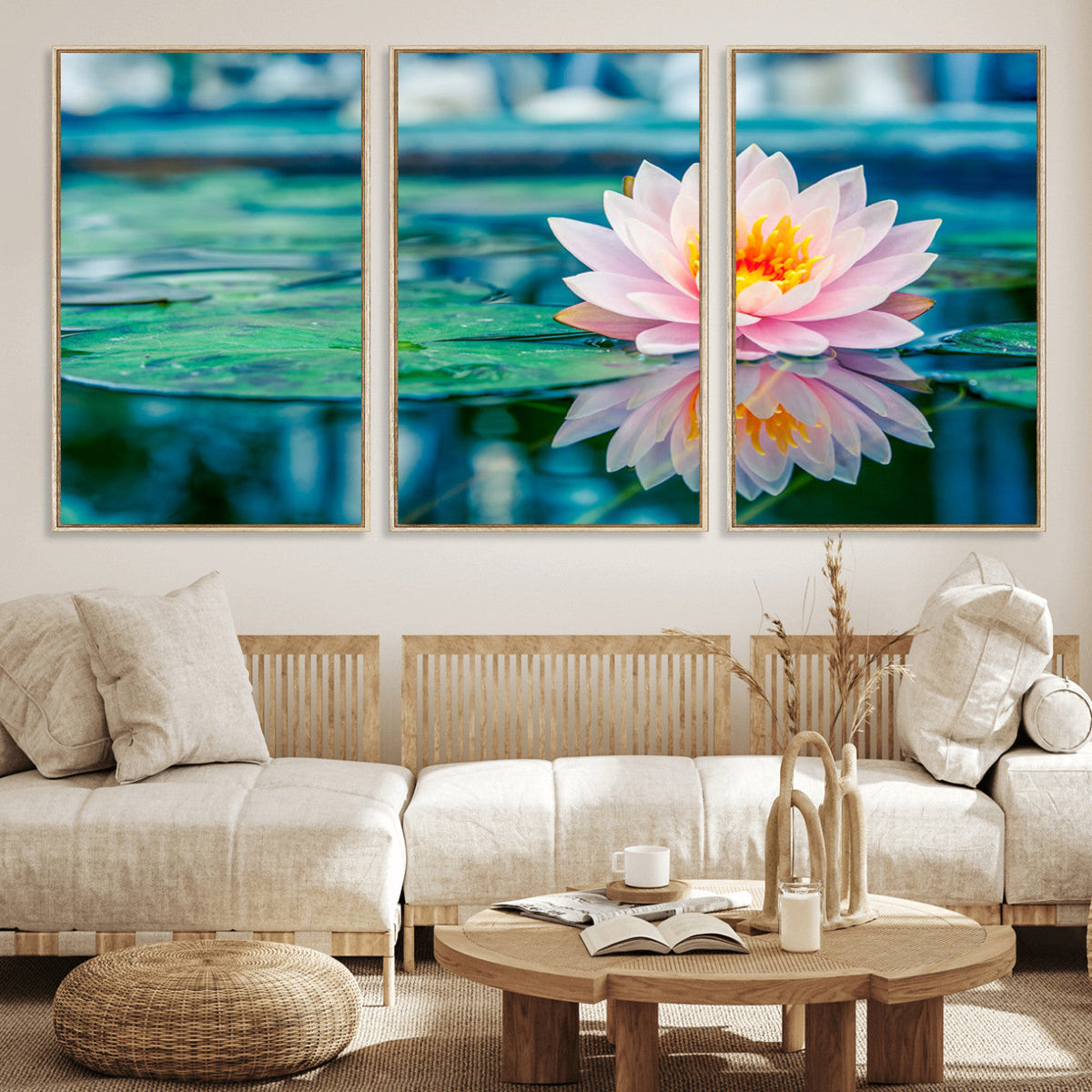 Lotus Flower Wall Art Canvas Print, Water Lily Large Wall