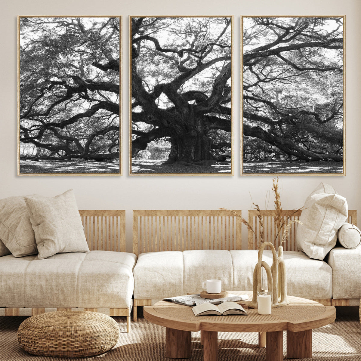 Ancient Oak Wall Art Canvas Print, Majestic Twisted Branches