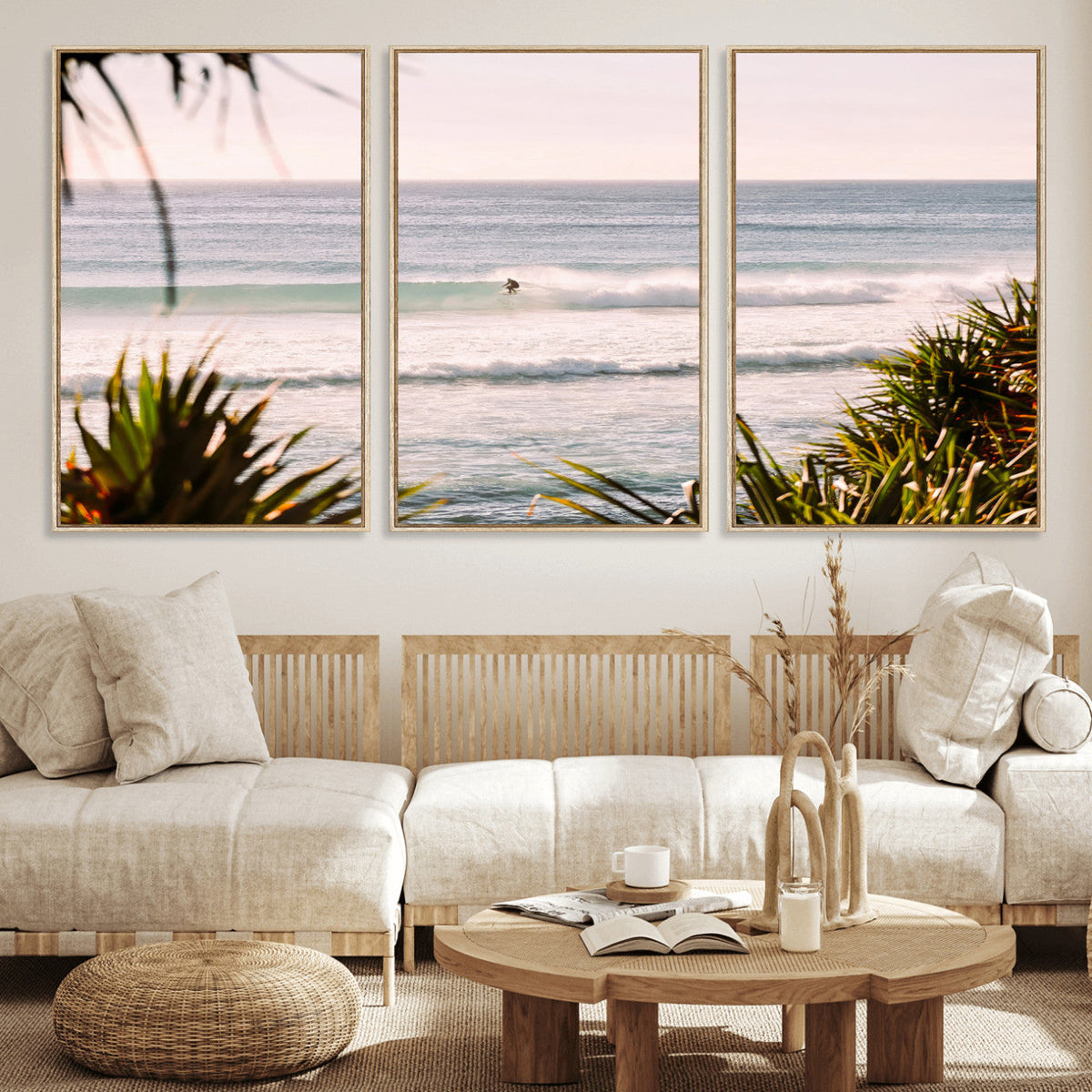 Ocean Surfer Wall Art Canvas Print – Framed Coastal Surf Art