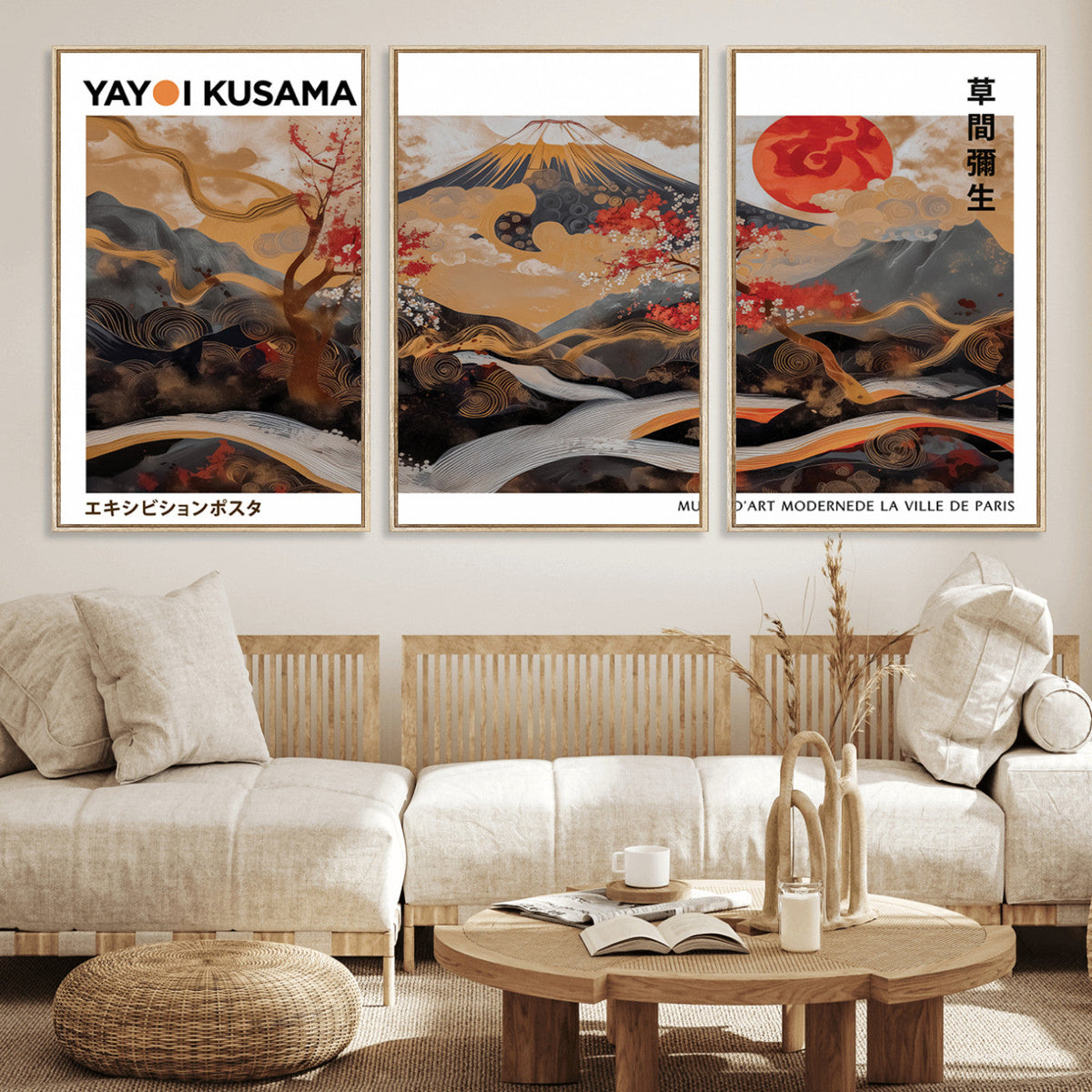 Modern Japanese Wall Art Canvas Print – Framed Abstract