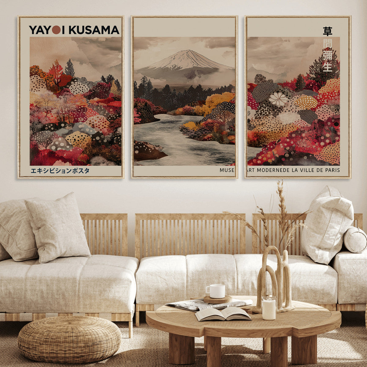 Modern Japanese Wall Art Canvas Print – Framed Abstract