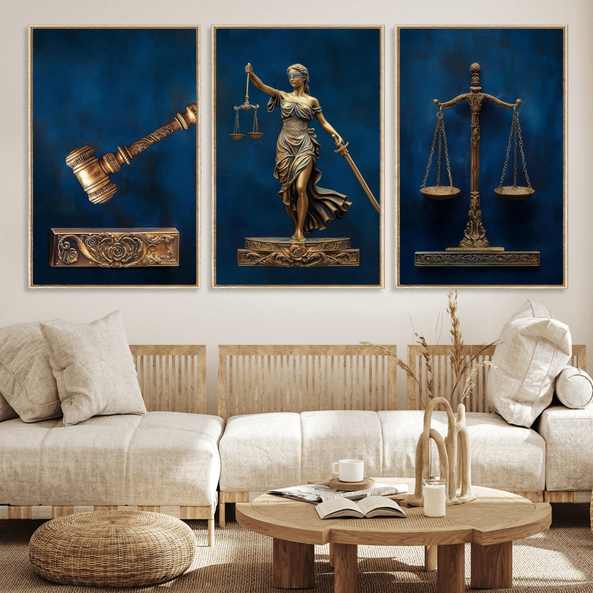 Lady Justice Wall Art Canvas Print – Elegant Gold Legal