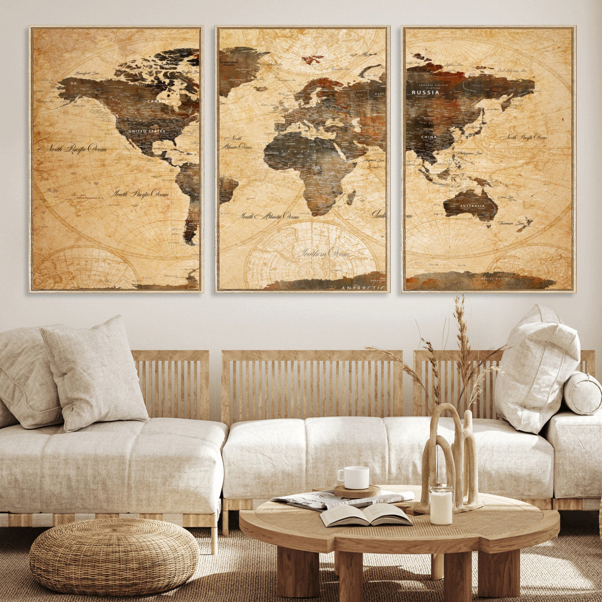 Push Pin World Map Canvas Print – Travel Tracker Wall Art