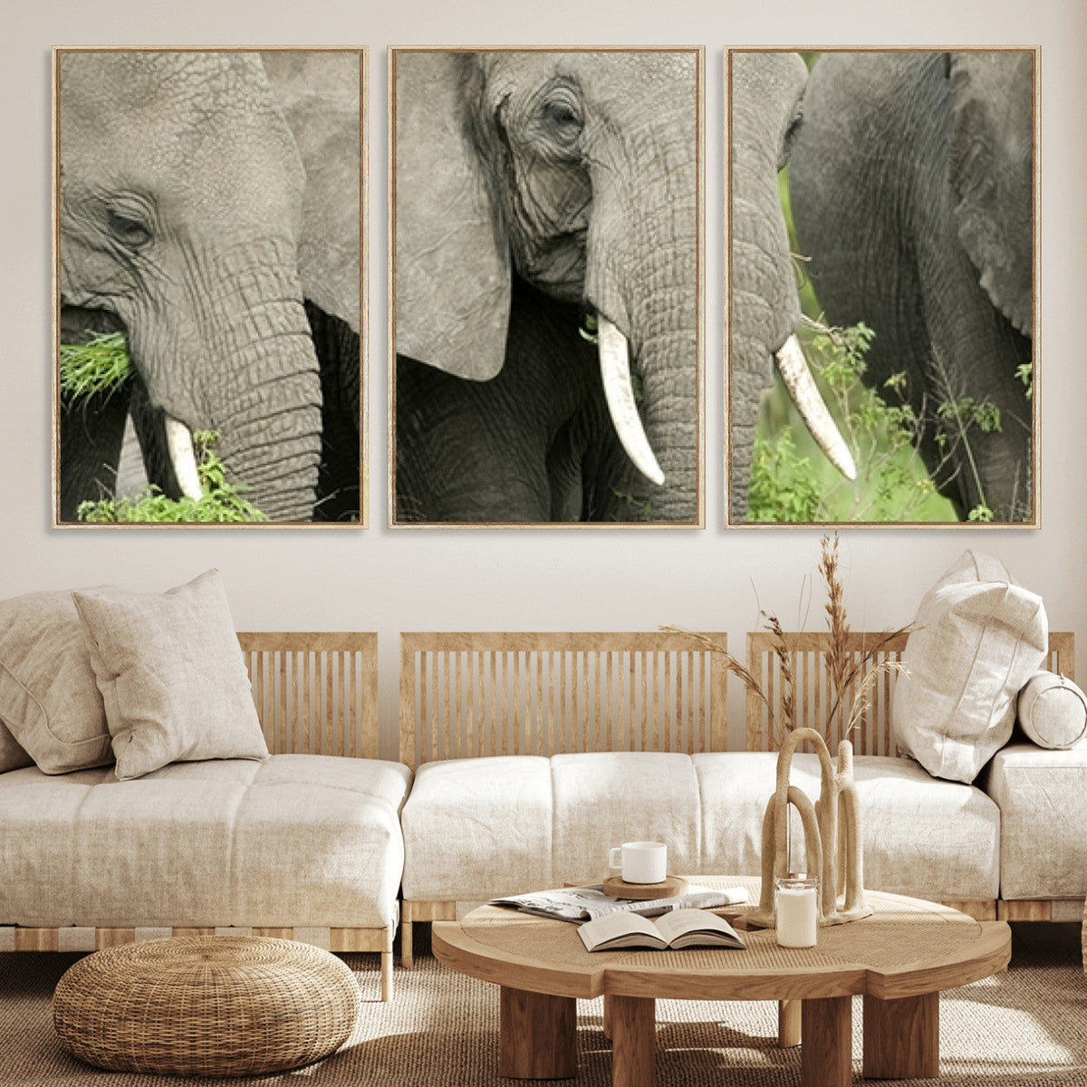 Wild Elephant Wall Art Canvas Print