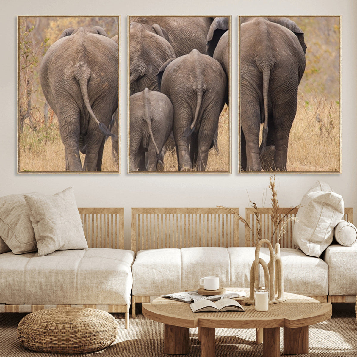 Wild Elephant Wall Art Canvas Print