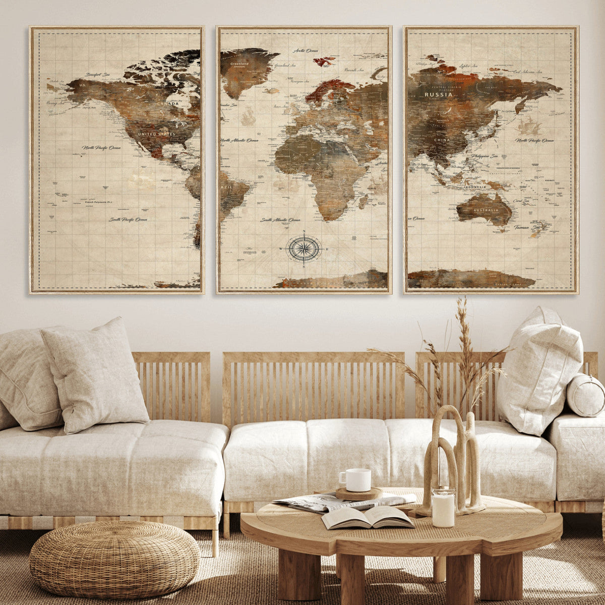 World Map Canvas Print – Framed Detailed Map of the World