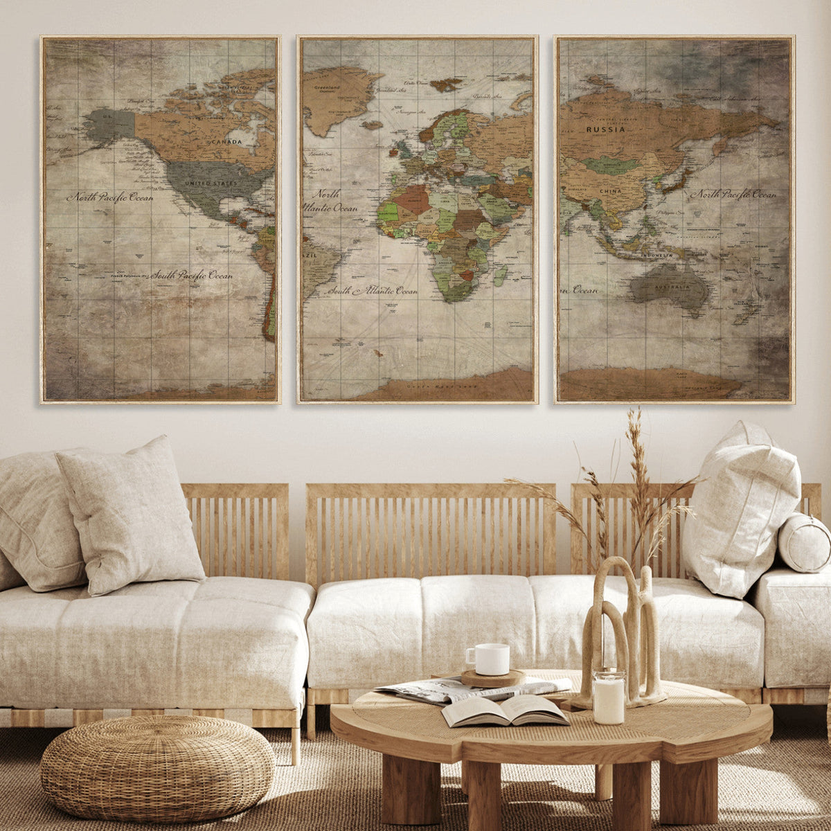 World Map Canvas Print – Framed Travel Map Wall Art for