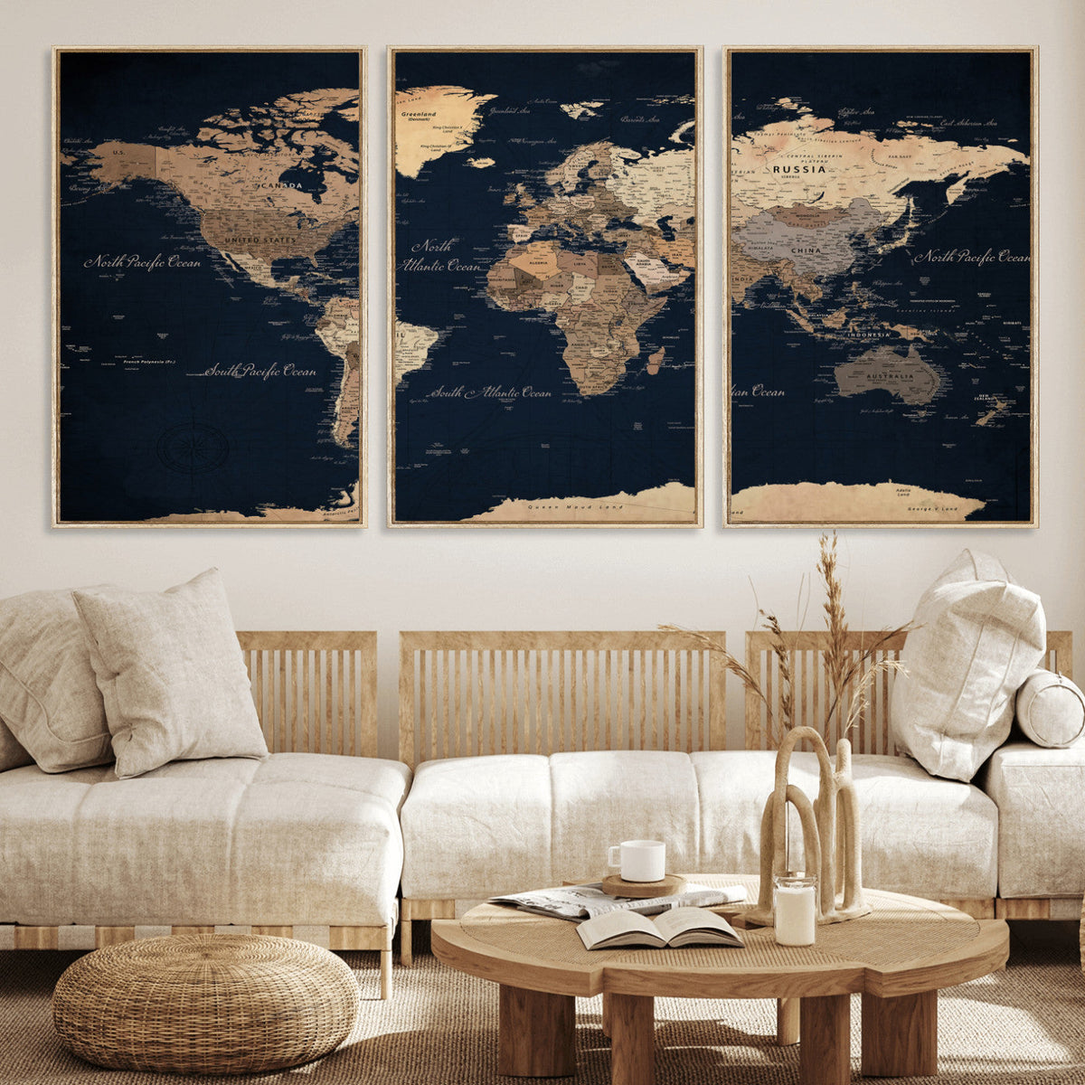 World Map Canvas Print – Detailed Map of the World Wall Art