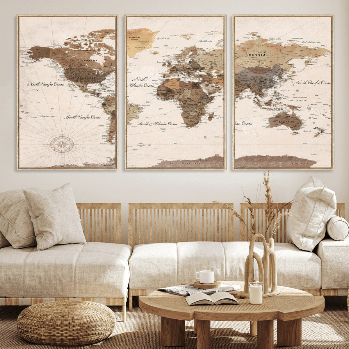 World Map Canvas Print – Framed Detailed Map of the World