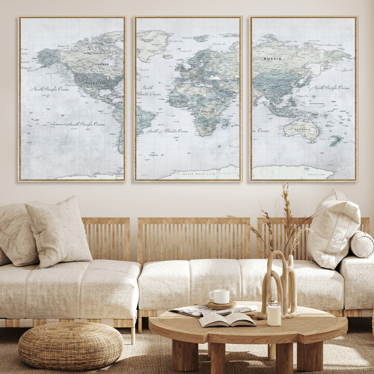 World Map Canvas Print – Detailed Map of the World Wall Art