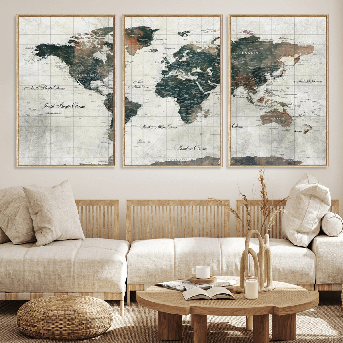 World Map Canvas Print – Framed Travel Map Wall Art for