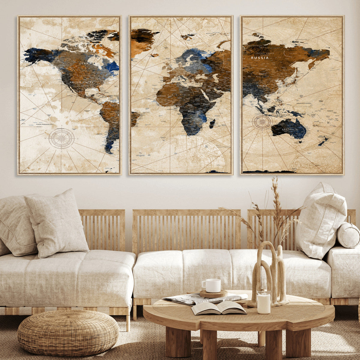 World Map Canvas Print – Framed Travel Map Wall Art for