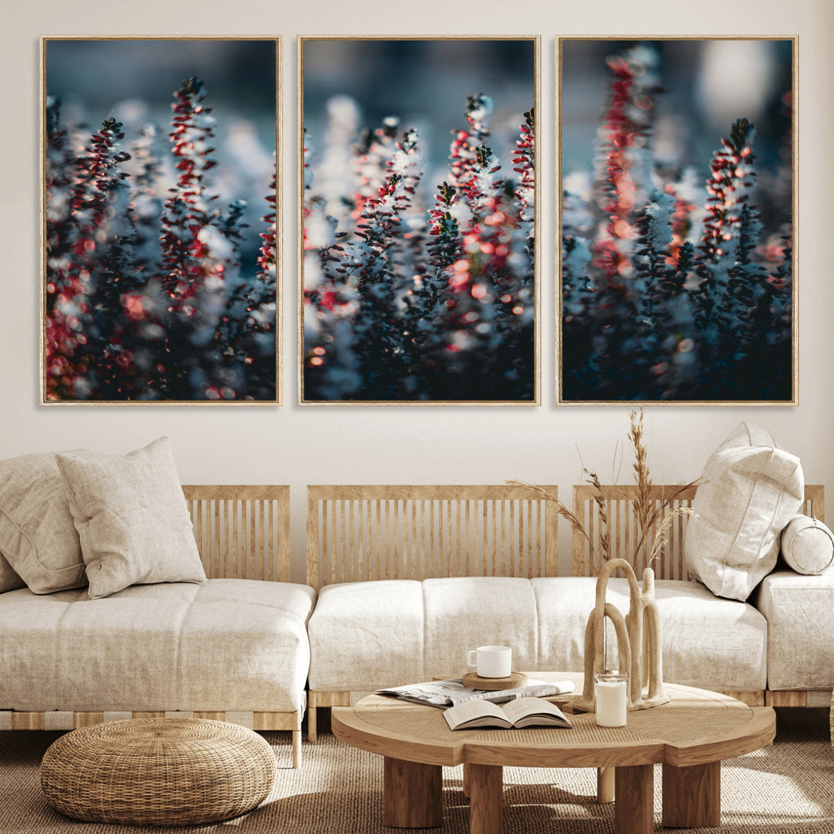 Winter Heather Wall Art Canvas Print, Frosted Floral Nature