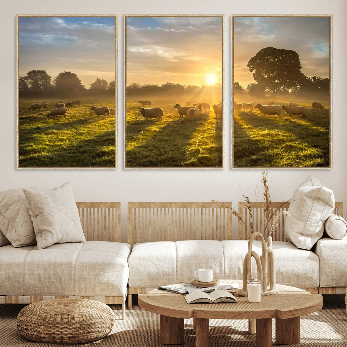 Sheep Wall Art Canvas Print – Rural Farm Animal Artwork