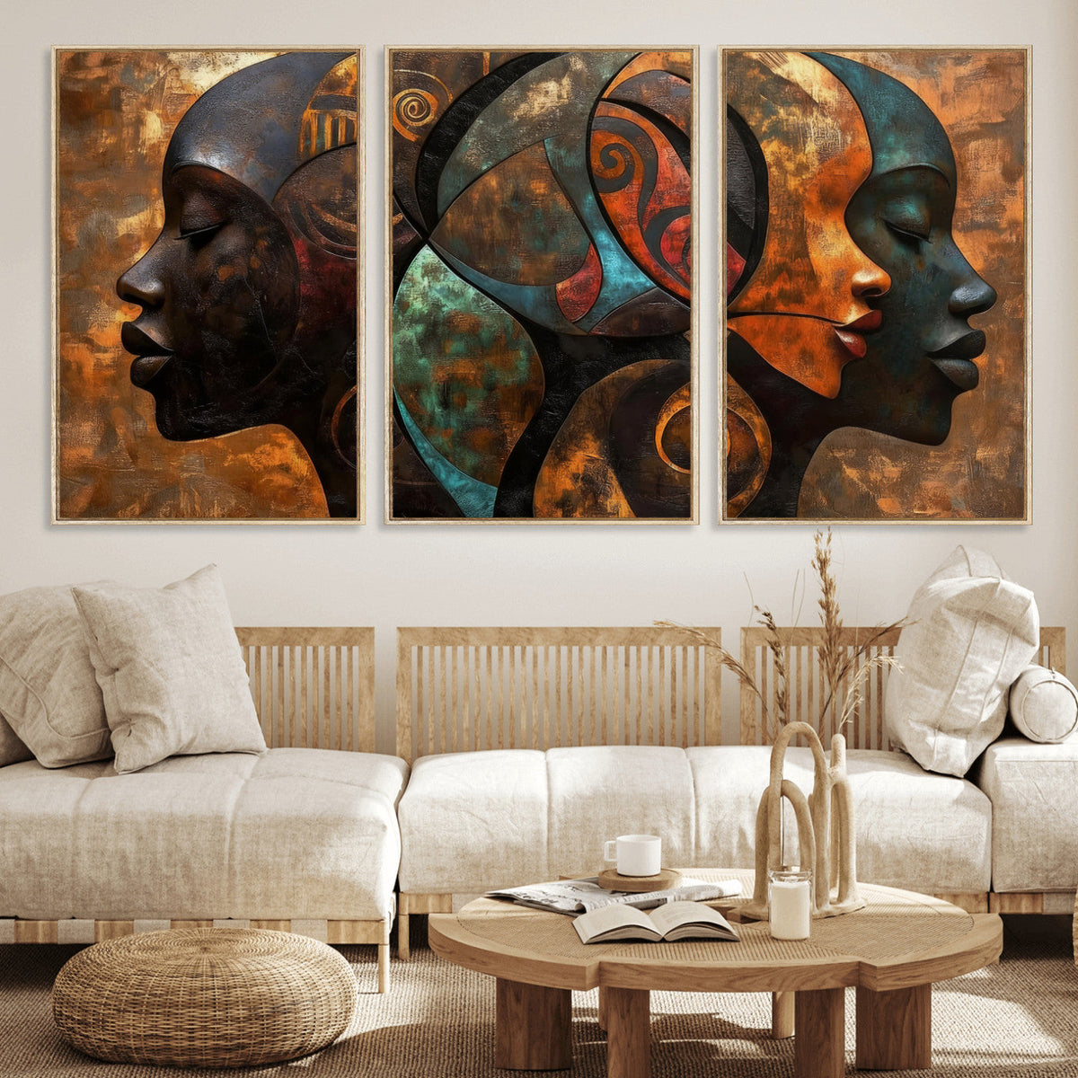 Abstract Afro American Women Wall Art Canvas Print