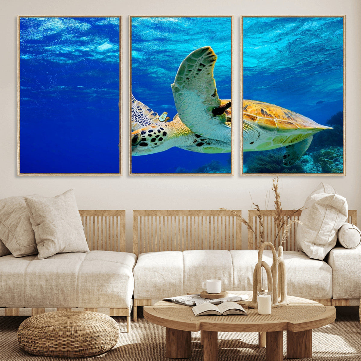 Sea Turtle Wall Art Canvas Print, Sea life in the Ocean Wall