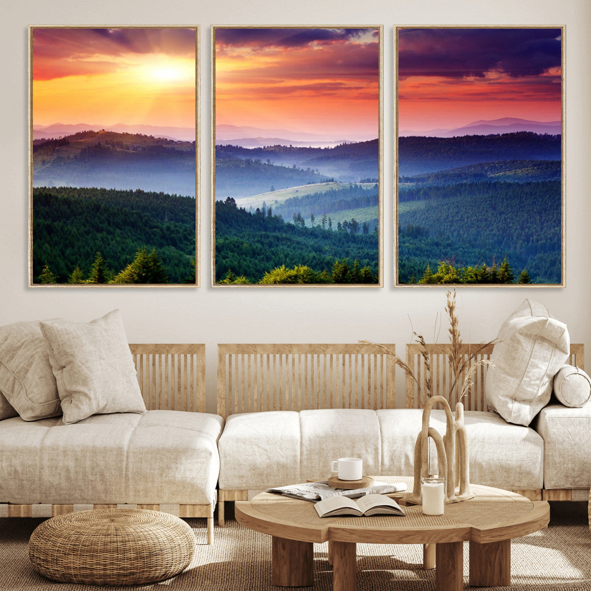 Mountain and Sunset Wall Art Canvas Print