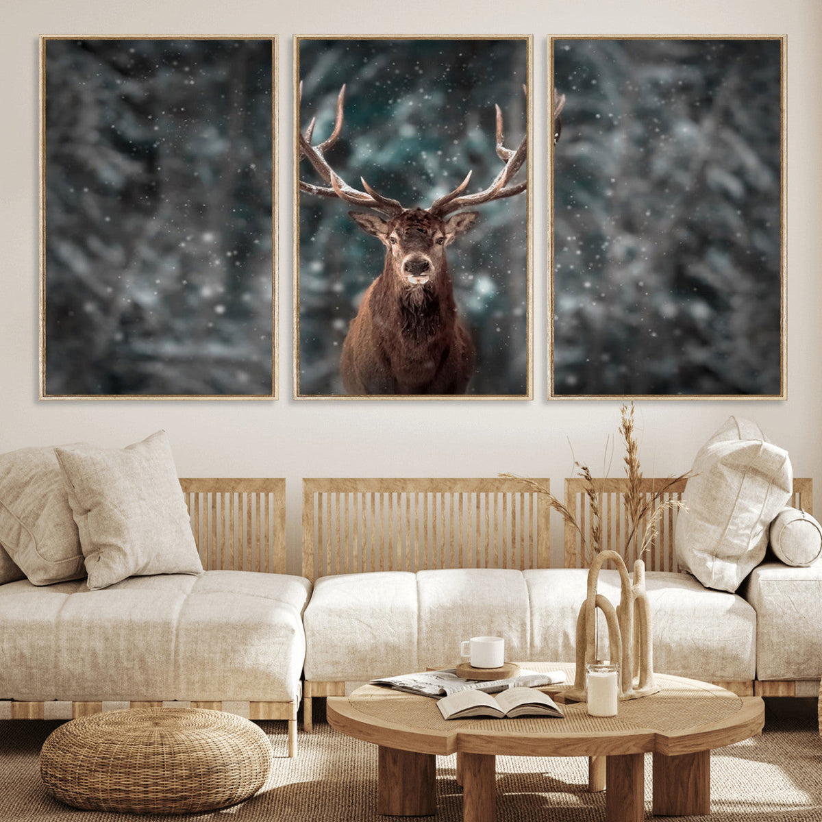 Wall Art Deer Art Animal Canvas, Framed Wall Art Deer Canvas