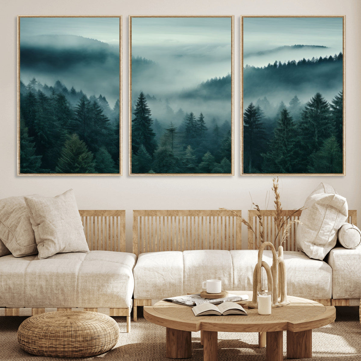 Captivating Misty Foggy Forest Wall Art Premium Canvas Print