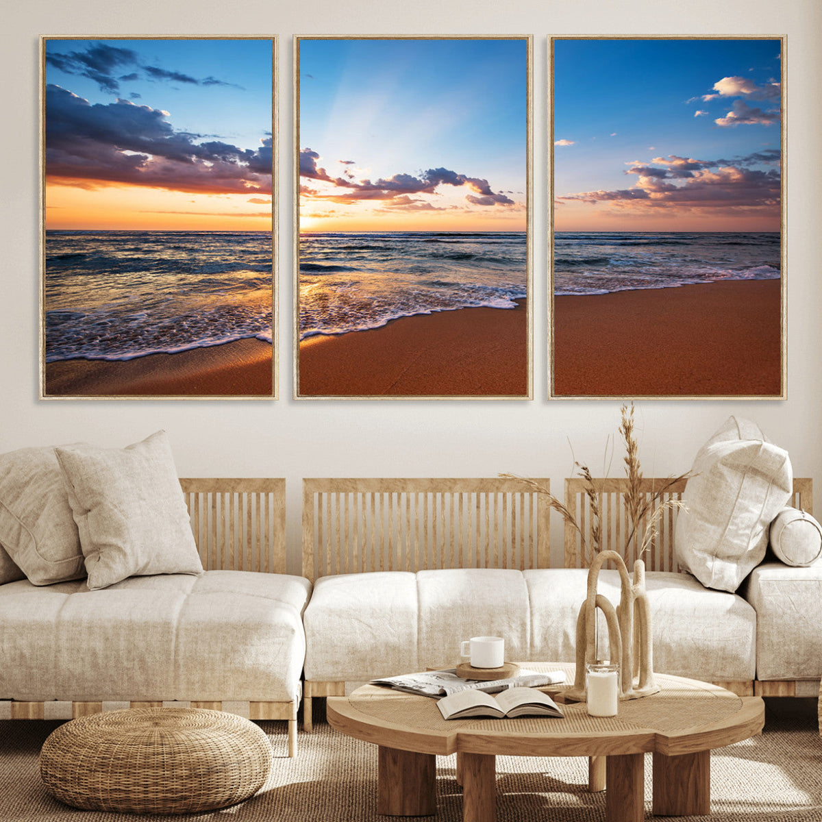 Golden Hour Beach Sunset Wall Art | Canvas Print | Ready to