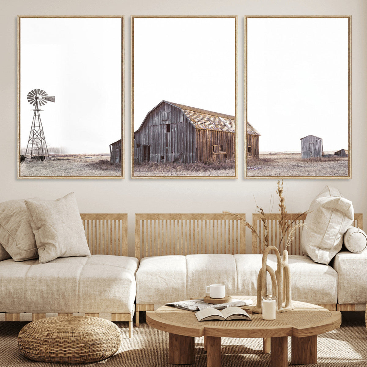 Set of 3 Rustic Farmhouse Wall Art Prints – Country Barn,