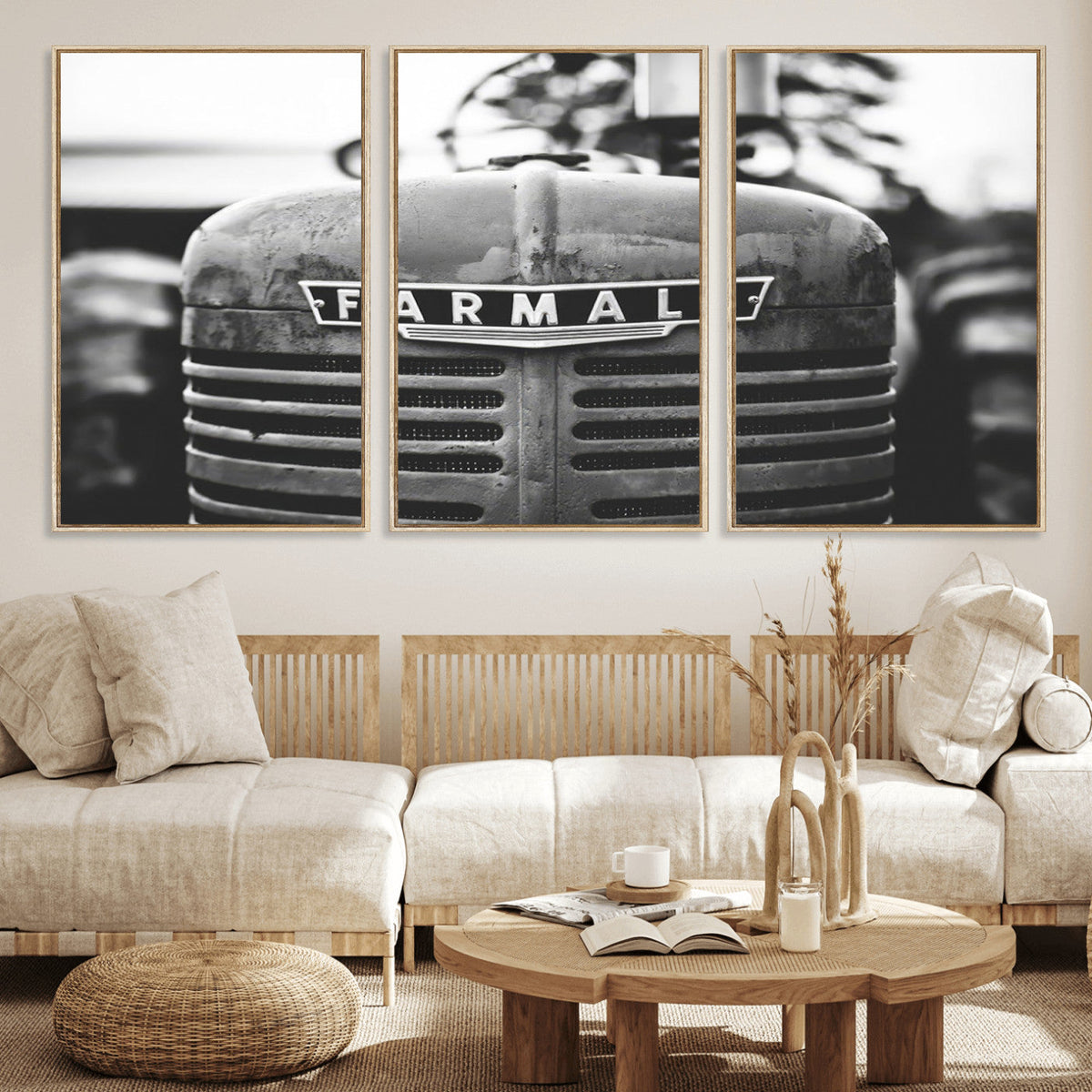 Vintage Farmall Tractor Wall Art Canvas Print, Rustic