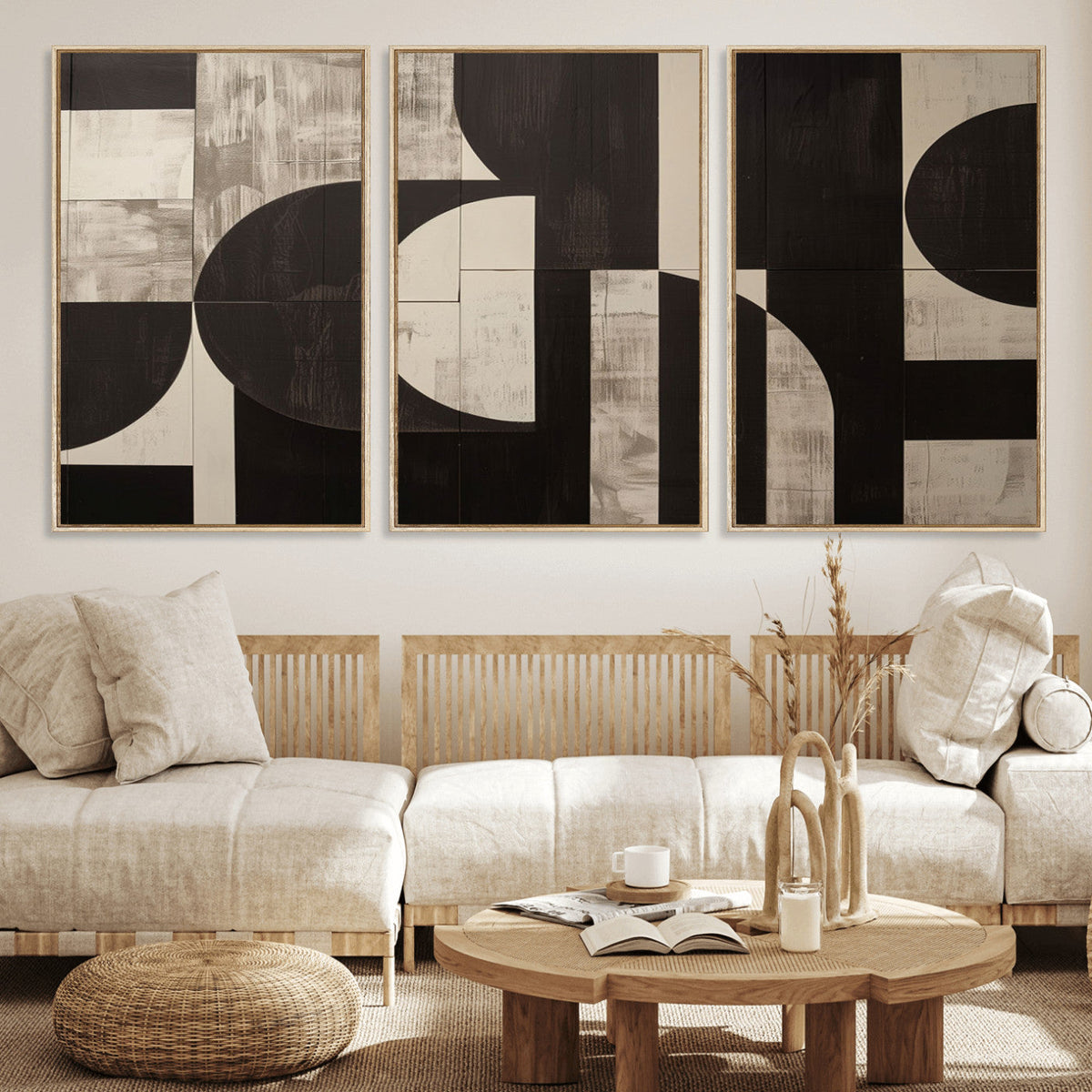 Abstract Brown Wabi Sabi Canvas Print Set – Minimalist